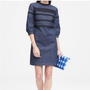 BANANA Republic denim lace trim dress